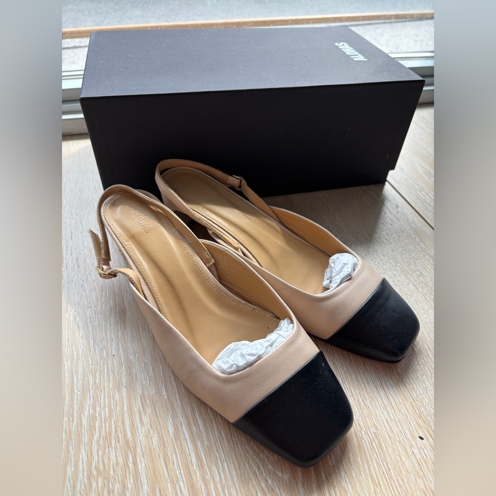 ALOHAS Beige and Black Two-Tone Slingback Flats Size 9 US / 40 EU